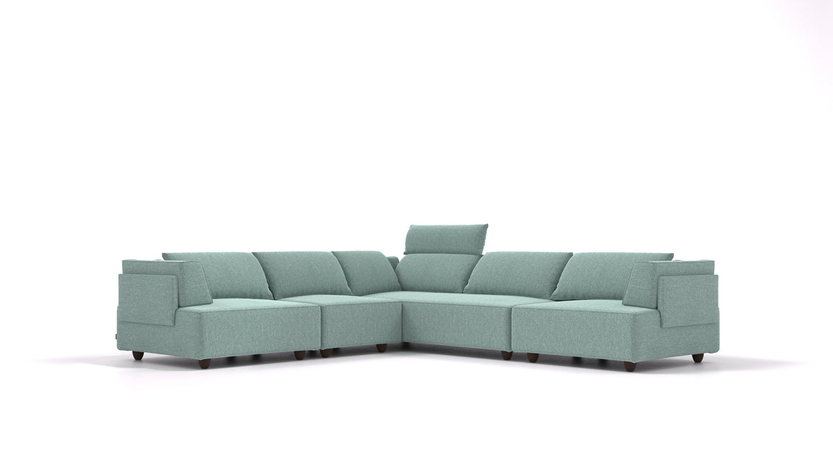CasCais IDS, divano modulare FEYDOM in tessuto Alure DE-75 Pastel Blue, gambe scure
