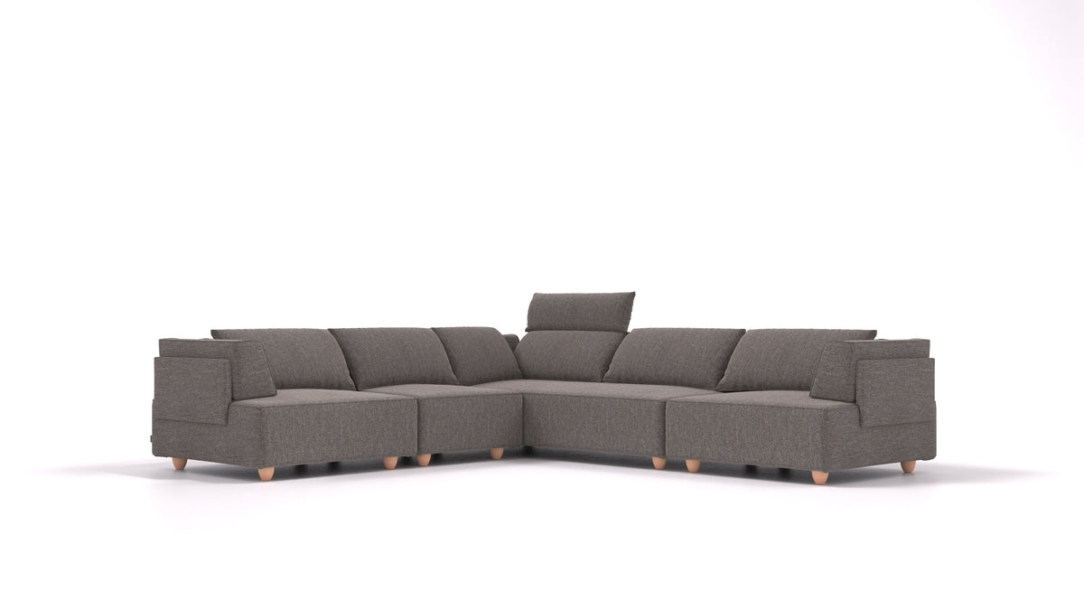 CasCais IDS, divano modulare FEYDOM in tessuto Alure DE-92 Middle Grey, gambe chiare
