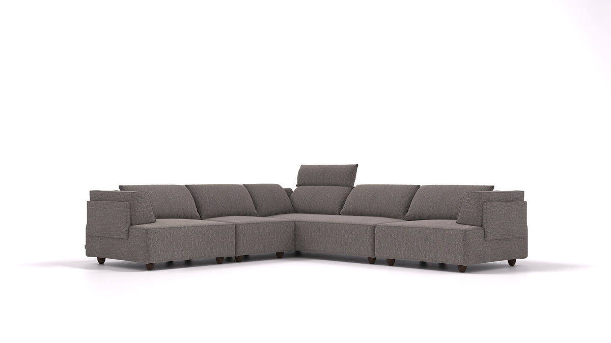 CasCais IDS, divano modulare FEYDOM in tessuto Alure DE-92 Middle Grey, gambe scure