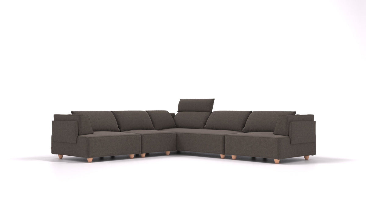 CasCais IDS, divano modulare FEYDOM in tessuto Velare ET-12 Dark Grey, gambe chiare