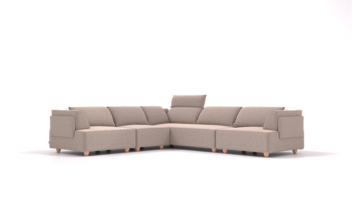 CasCais IDS, divano modulare FEYDOM in tessuto Velare ET-15 Light Grey, gambe chiare