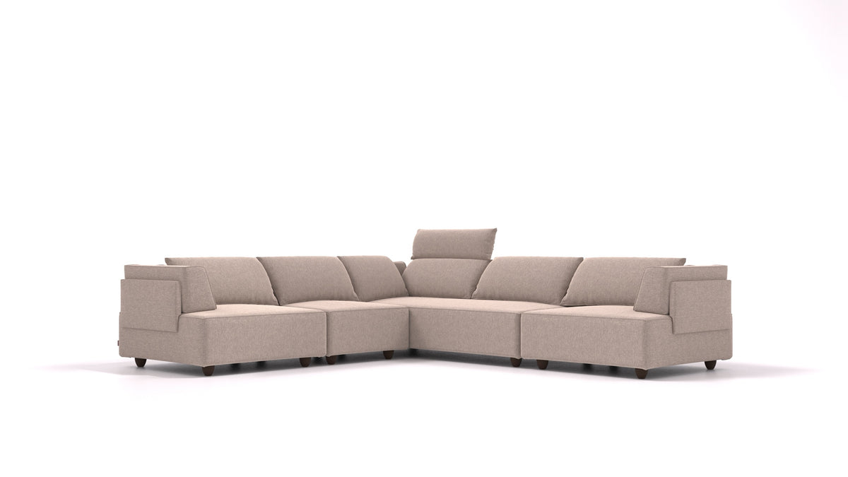 CasCais IDS, divano modulare FEYDOM in tessuto Velare ET-15 Light Grey, gambe scure