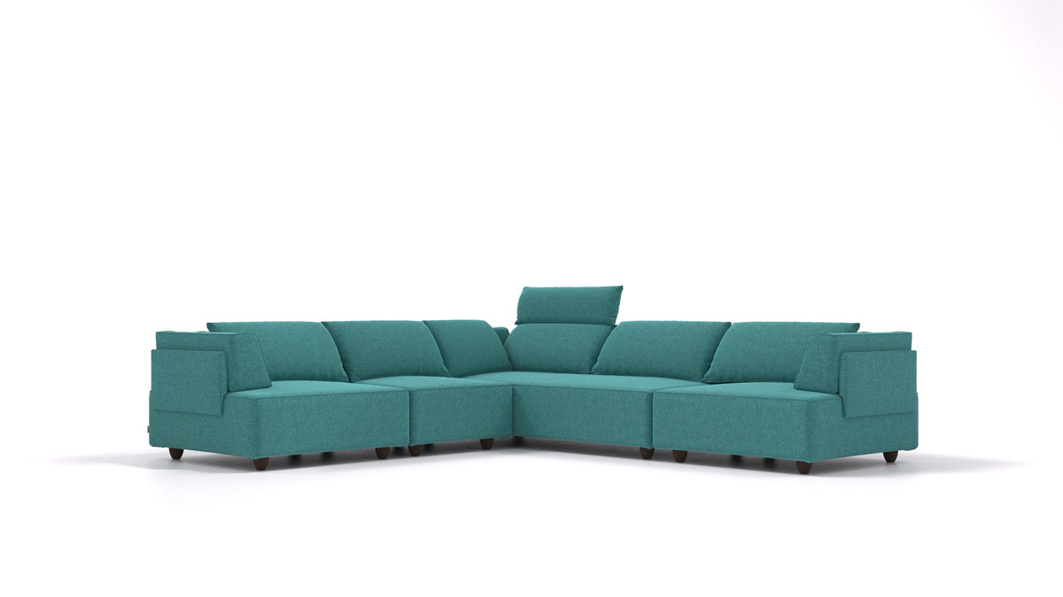 CasCais IDS, divano modulare FEYDOM in tessuto Velare ET-16 Turquoise, gambe scure