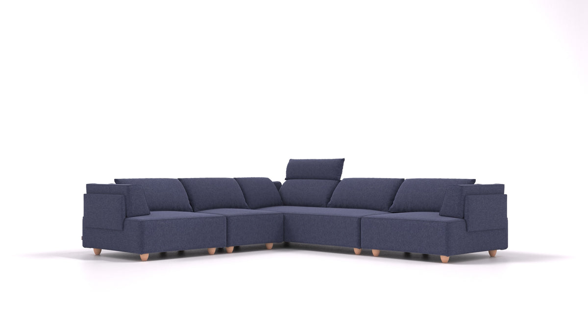 CasCais IDS, divano modulare FEYDOM in tessuto Velare ET-80 Noble Blue, gambe chiare