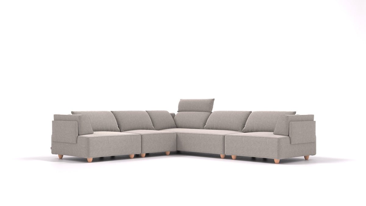 CasCais IDS, divano modulare FEYDOM in tessuto Phoenix FE-84 Middle Grey, gambe chiare