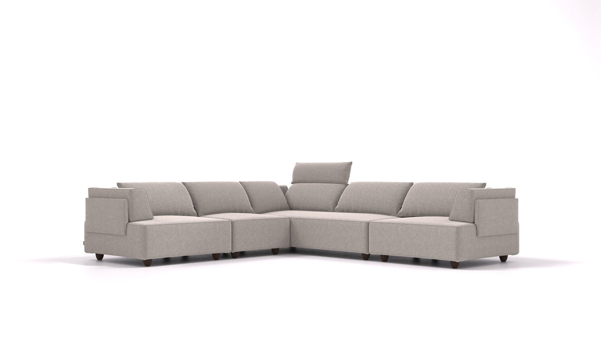 CasCais IDS, divano modulare FEYDOM in tessuto Phoenix FE-84 Middle Grey, gambe scure