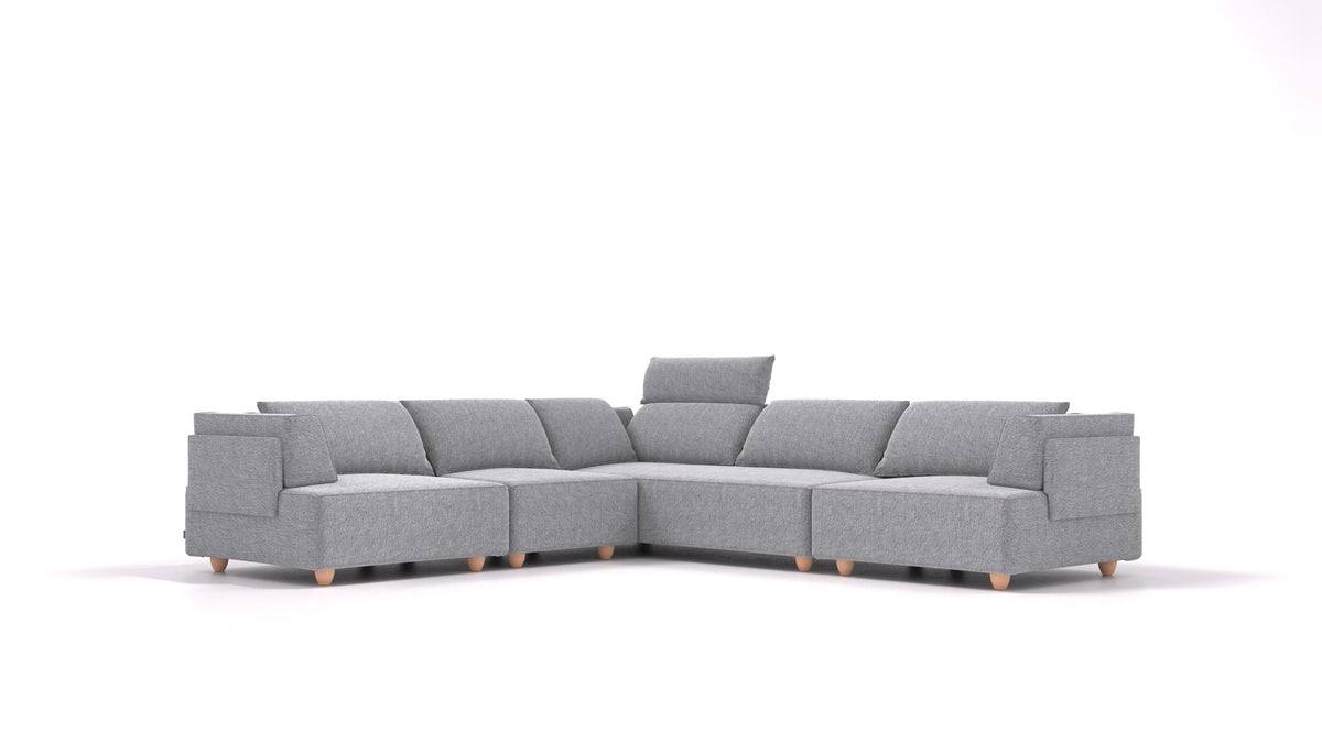 CasCais IDS, divano modulare FEYDOM in tessuto Phoenix FE-92 Dark Grey, gambe chiare