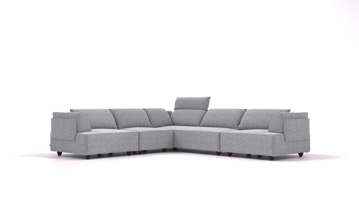 CasCais IDS, divano modulare FEYDOM in tessuto Phoenix FE-92 Dark Grey, gambe scure
