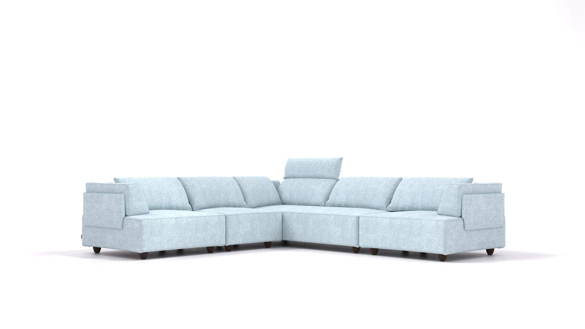 CasCais IDS, divano modulare FEYDOM in tessuto Mollia FF-19 Pastel Blue, gambe scure