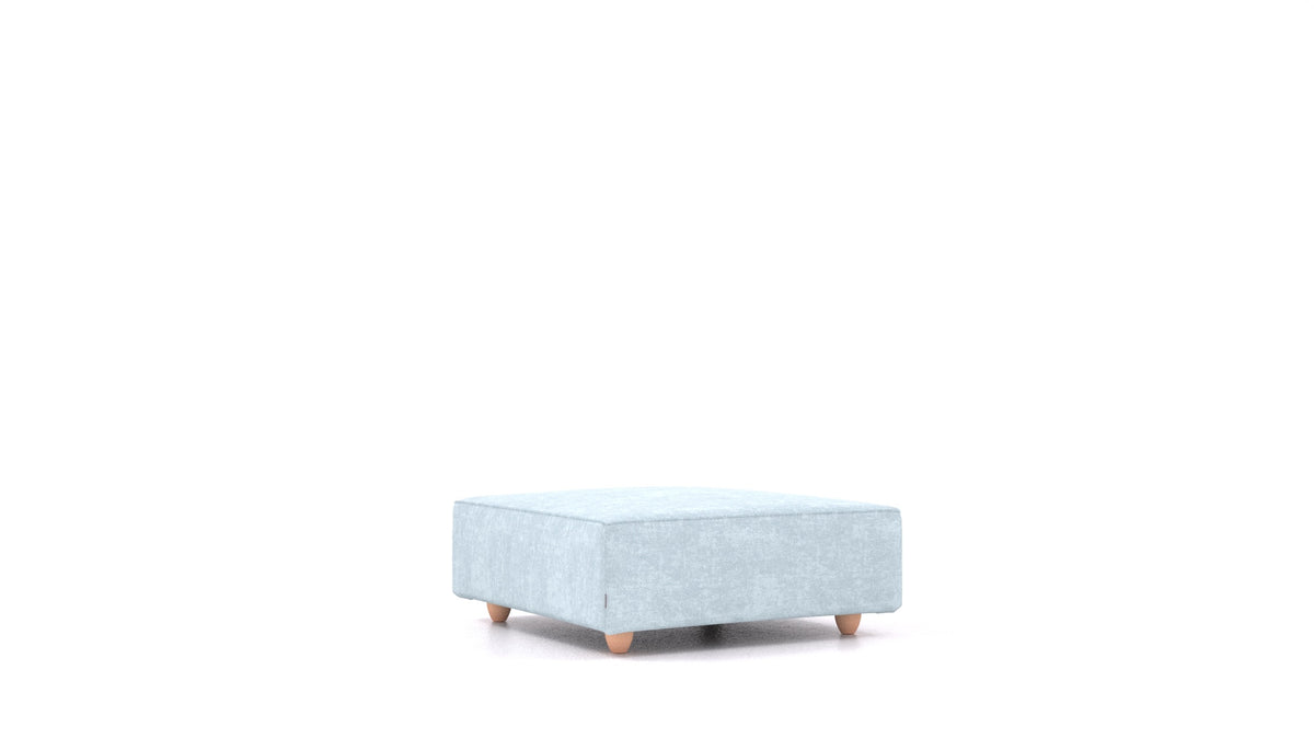 Cascais K, elemento del divano modulare FEYDOM in tessuto Mollia FF-19 Pastel Blue, gambe chiare