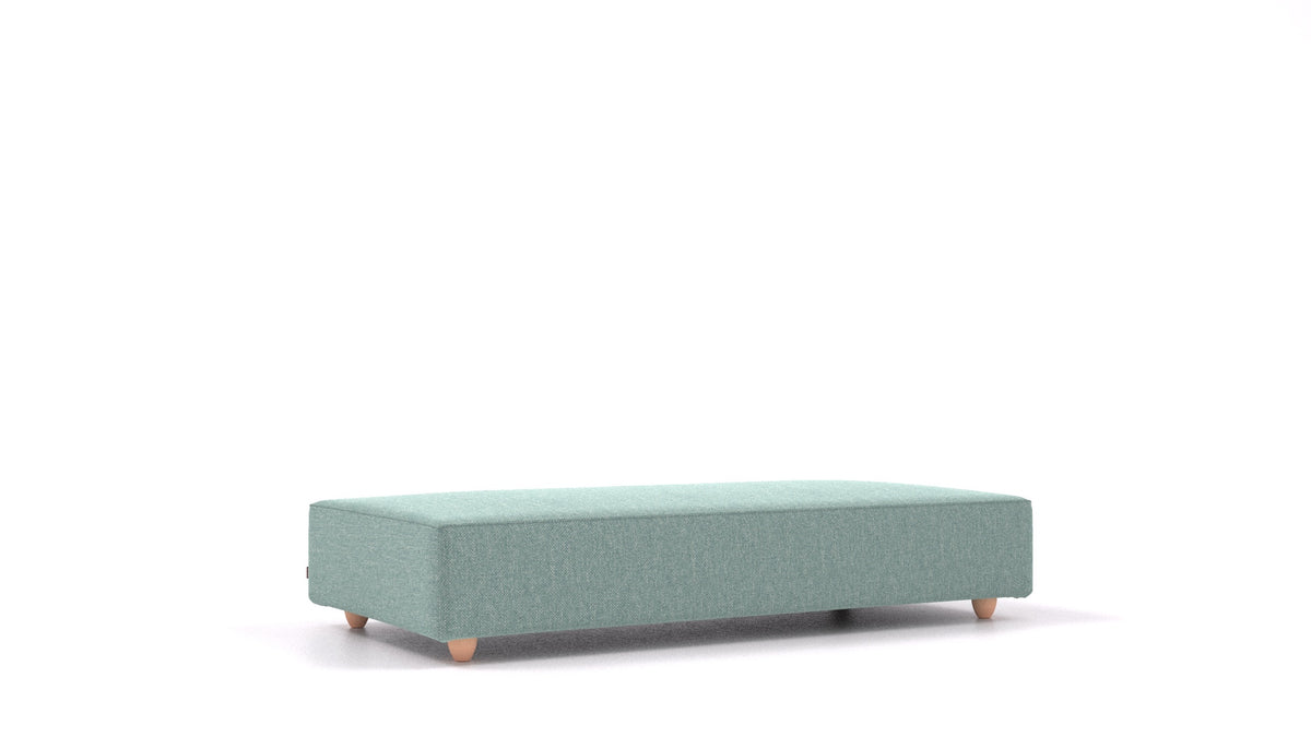 Cascais L, elemento del divano modulare FEYDOM in tessuto Alure DE-75 Pastel Blue, gambe chiare