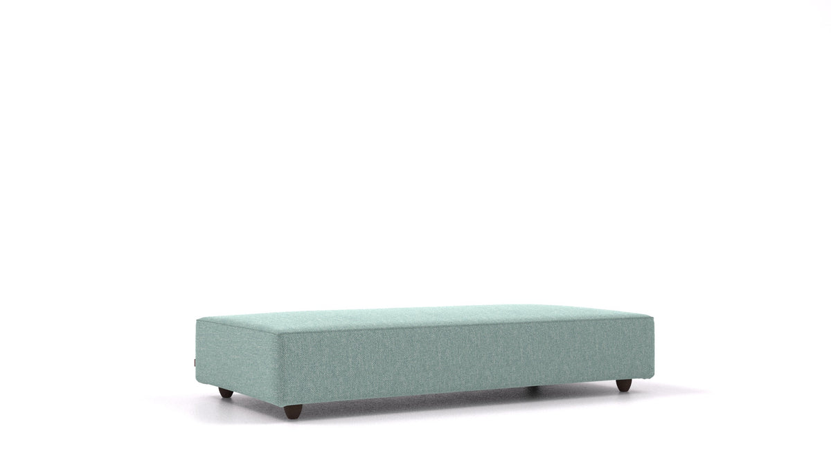 Cascais L, elemento del divano modulare FEYDOM in tessuto Alure DE-75 Pastel Blue, gambe scure