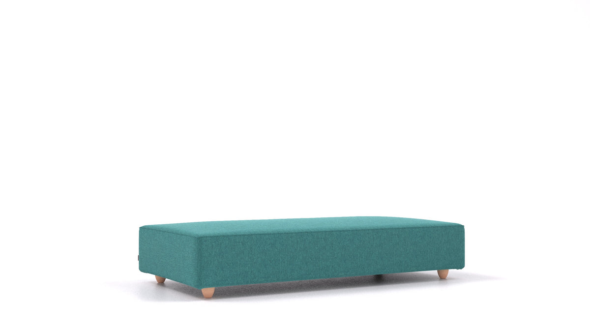 Cascais L, elemento del divano modulare FEYDOM in tessuto Velare ET-16 Turquoise, gambe chiare