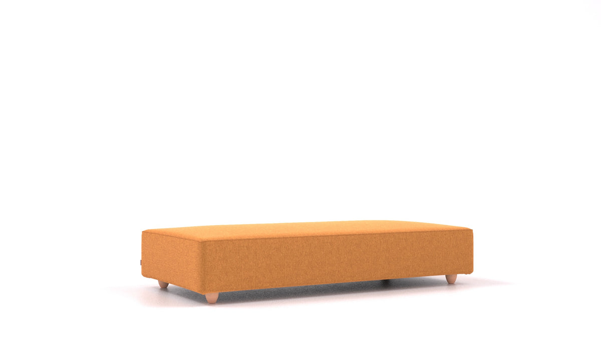 Cascais L, elemento del divano modulare FEYDOM in tessuto Velare ET-48 Antic Gold, gambe chiare
