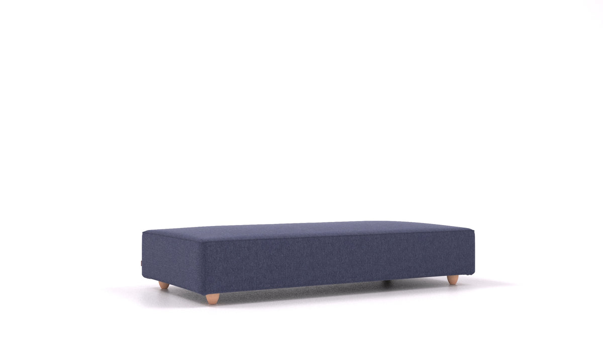 Cascais L, elemento del divano modulare FEYDOM in tessuto Velare ET-80 Noble Blue, gambe chiare