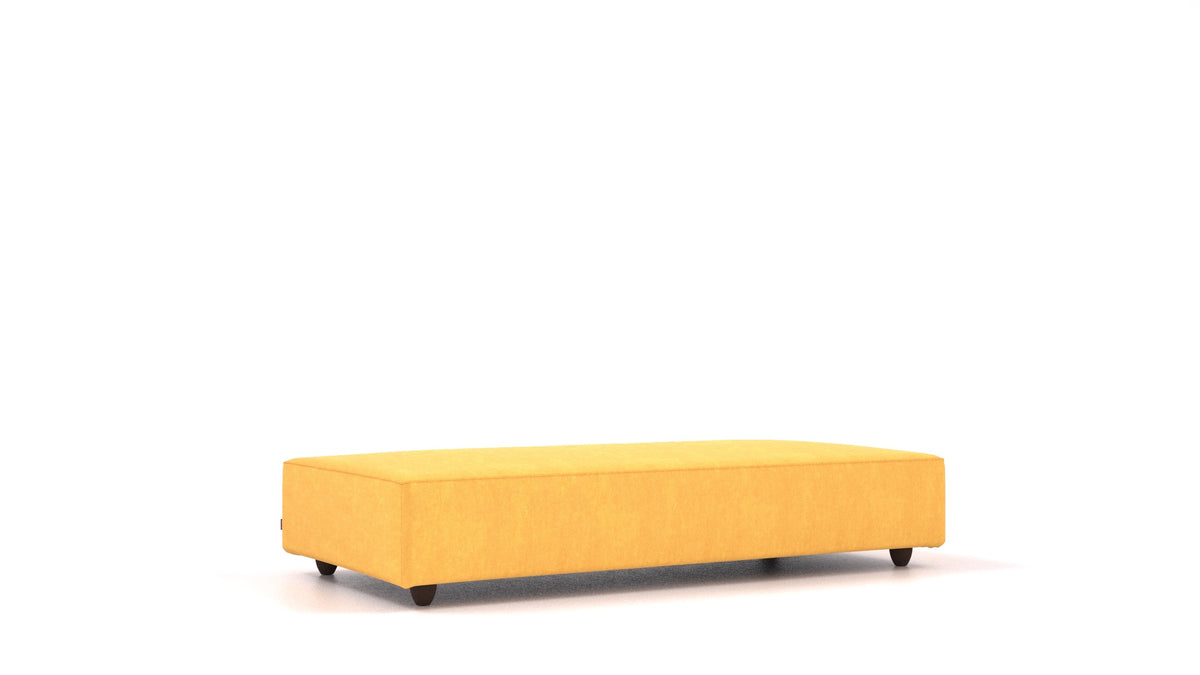 Cascais L, elemento del divano modulare FEYDOM in tessuto Mollia FF-16 Yellow, gambe scure