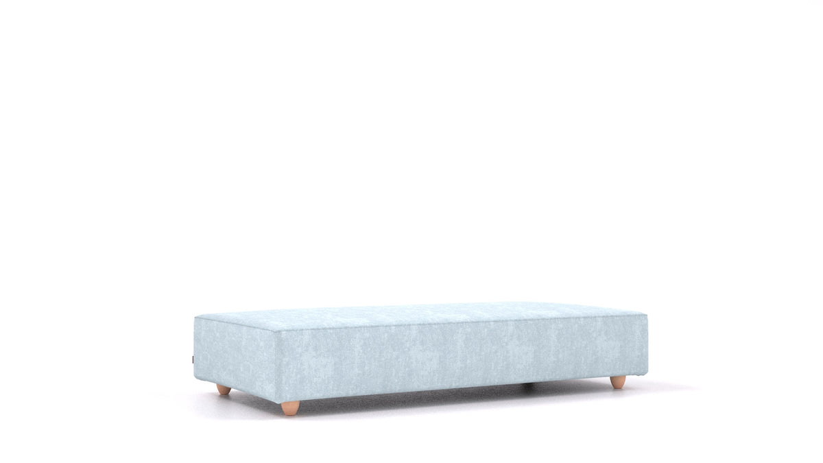 Cascais L, elemento del divano modulare FEYDOM in tessuto Mollia FF-19 Pastel Blue, gambe chiare