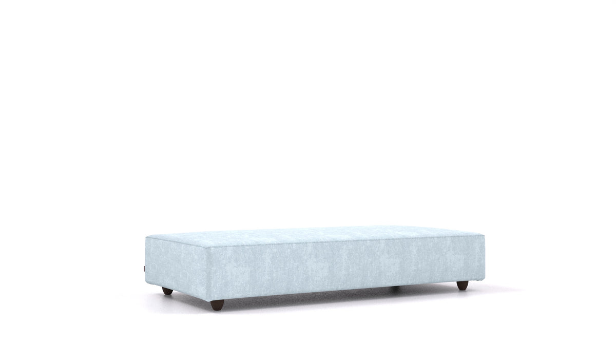 Cascais L, elemento del divano modulare FEYDOM in tessuto Mollia FF-19 Pastel Blue, gambe scure