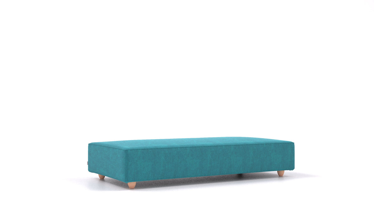 Cascais L, elemento del divano modulare FEYDOM in tessuto Mollia FF-20 Turquoise, gambe chiare