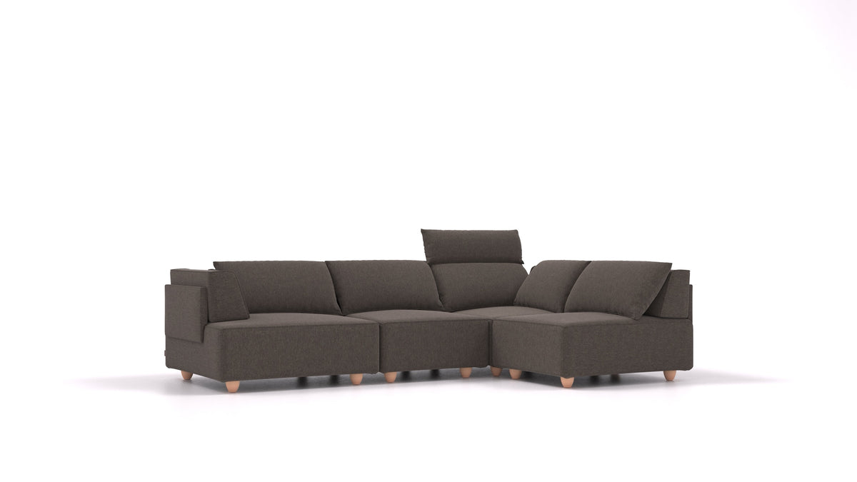 CasCais R, divano modulare FEYDOM in tessuto Velare ET-12 Dark Grey, gambe chiare