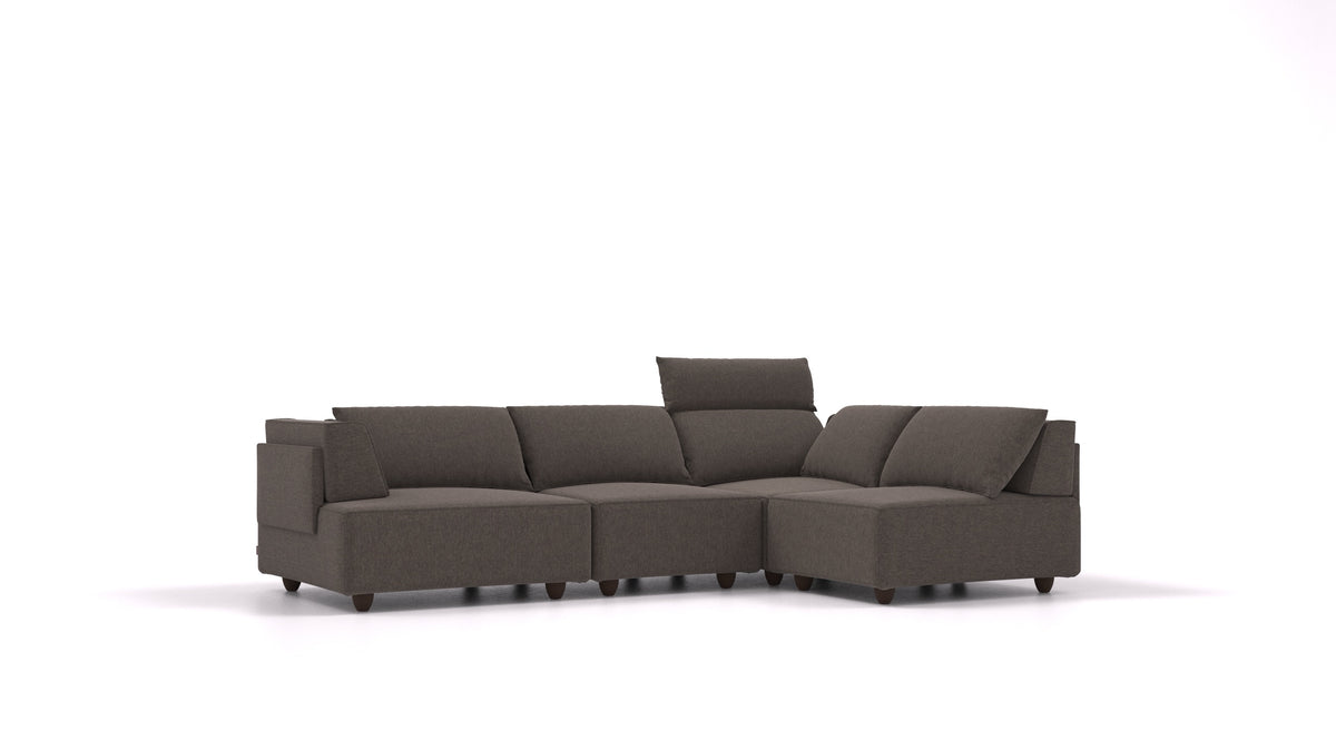 CasCais R, divano modulare FEYDOM in tessuto Velare ET-12 Dark Grey, gambe scure