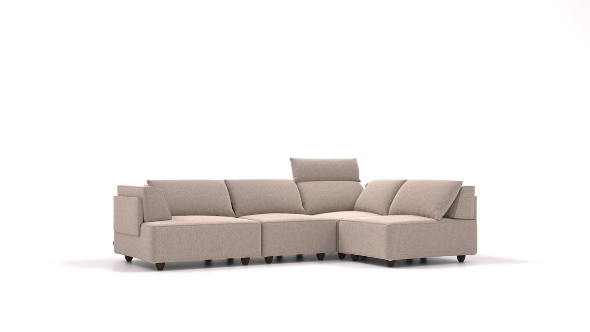 CasCais R, divano modulare FEYDOM in tessuto Velare ET-15 Light Grey, gambe scure