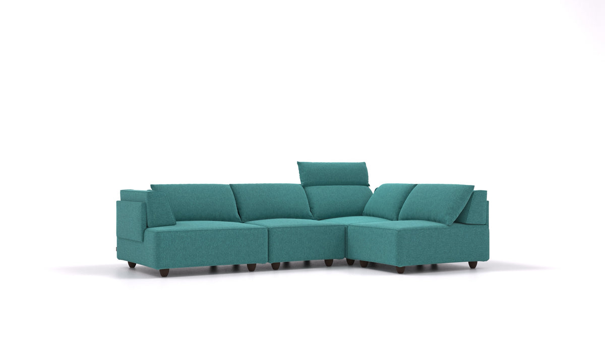 CasCais R, divano modulare FEYDOM in tessuto Velare ET-16 Turquoise, gambe scure