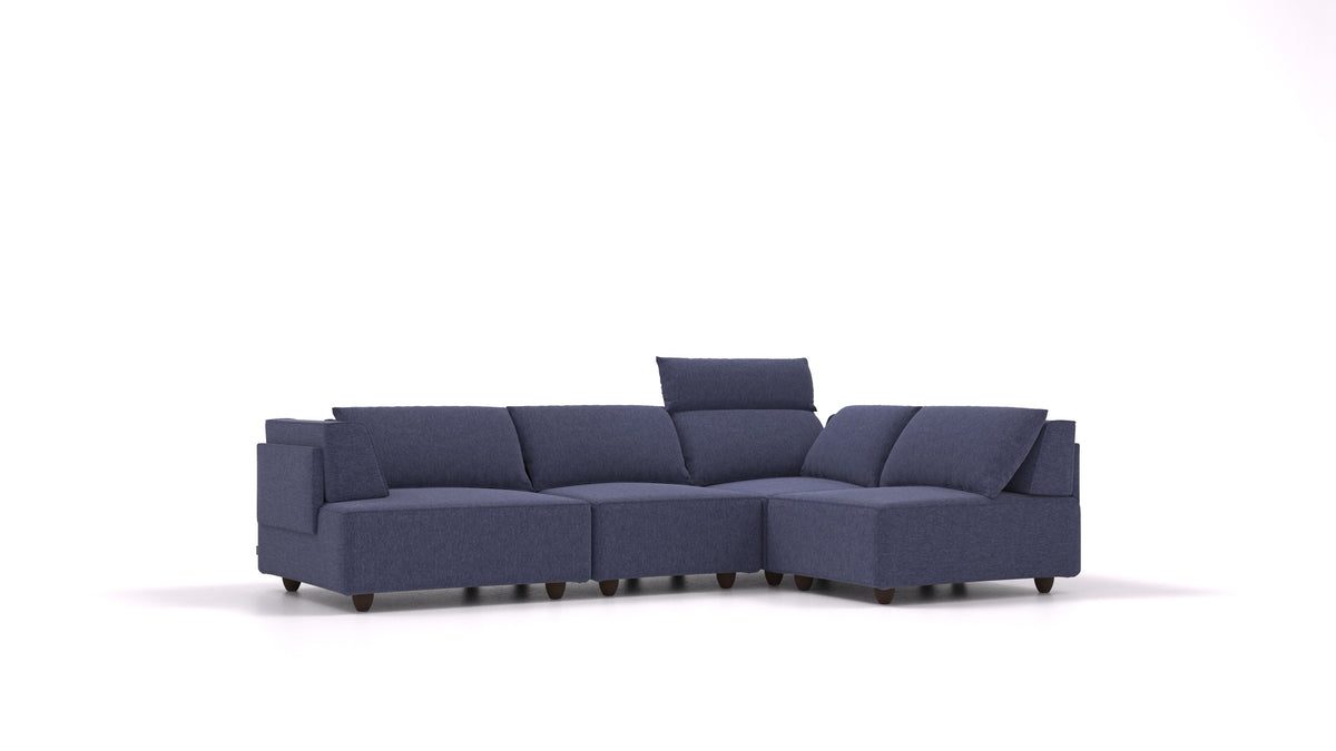 CasCais R, divano modulare FEYDOM in tessuto Velare ET-80 Noble Blue, gambe scure