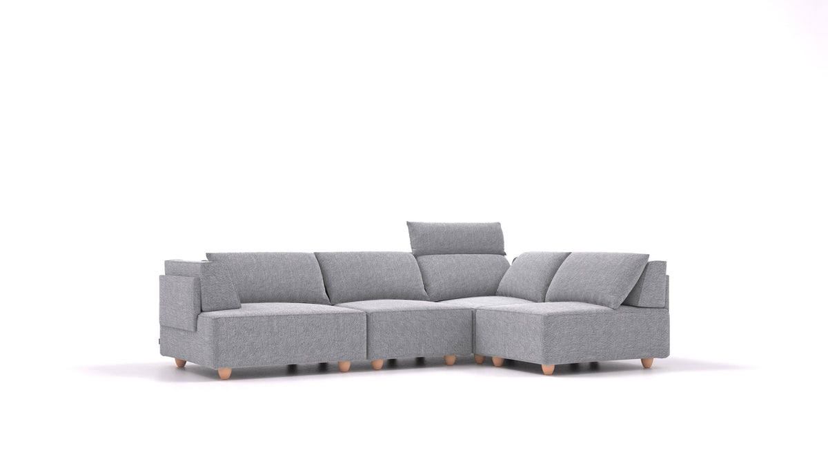 CasCais R, divano modulare FEYDOM in tessuto Phoenix FE-92 Dark Grey, gambe chiare