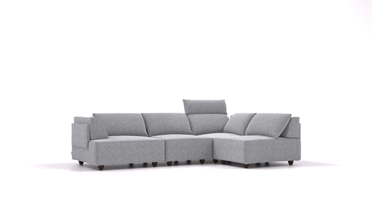 CasCais R, divano modulare FEYDOM in tessuto Phoenix FE-92 Dark Grey, gambe scure