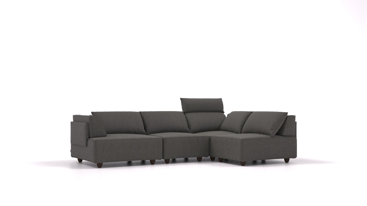 CasCais R, divano modulare FEYDOM in tessuto Mollia FF-12 Dark Grey, gambe scure