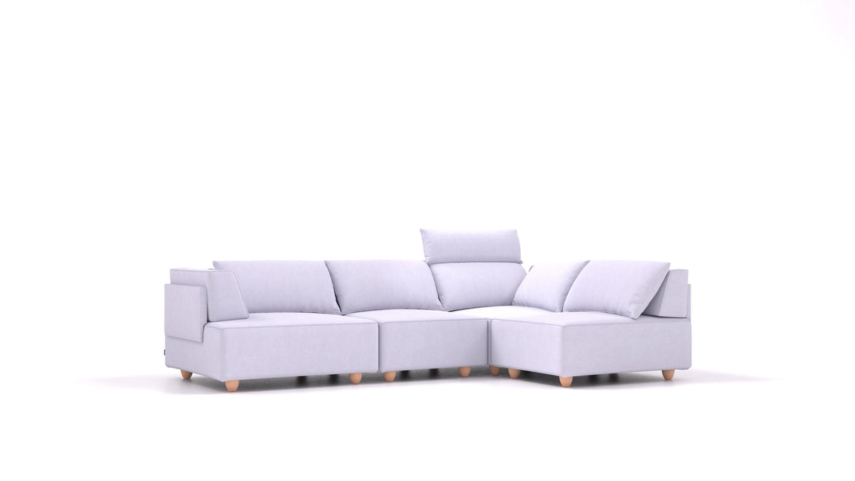 CasCais R, divano modulare FEYDOM in tessuto Mollia FF-17 Lavander, gambe chiare