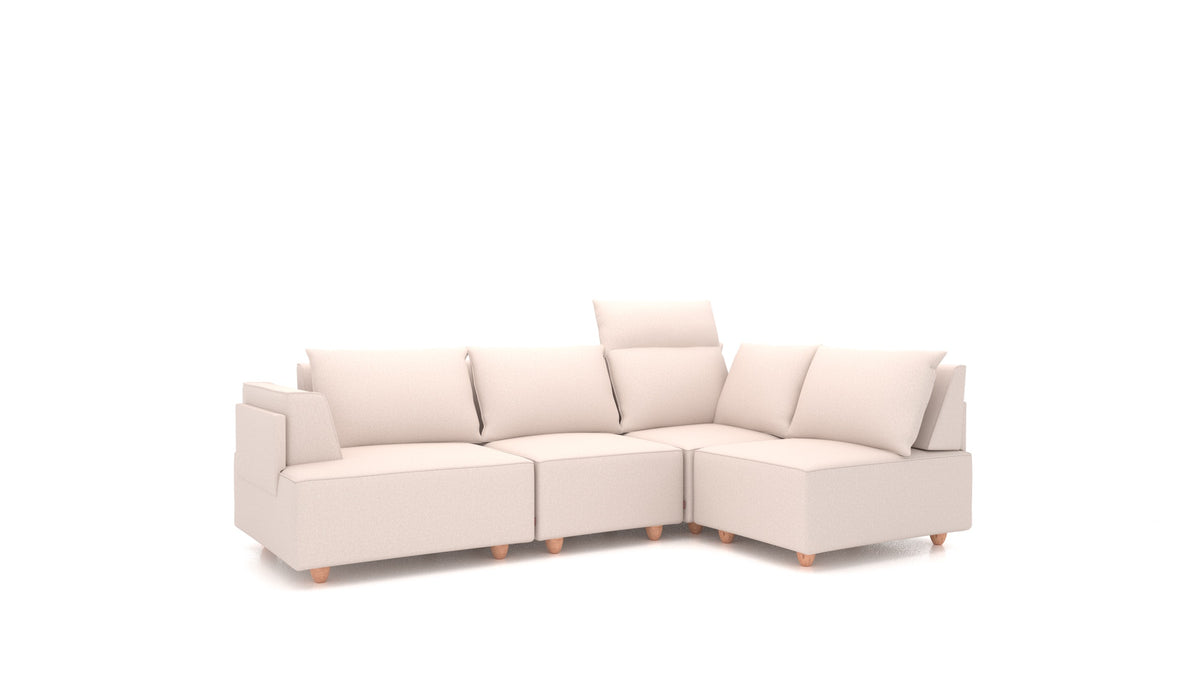 CasCais R, divano modulare FEYDOM in tessuto Hygge HG-04 Natur, gambe chiare