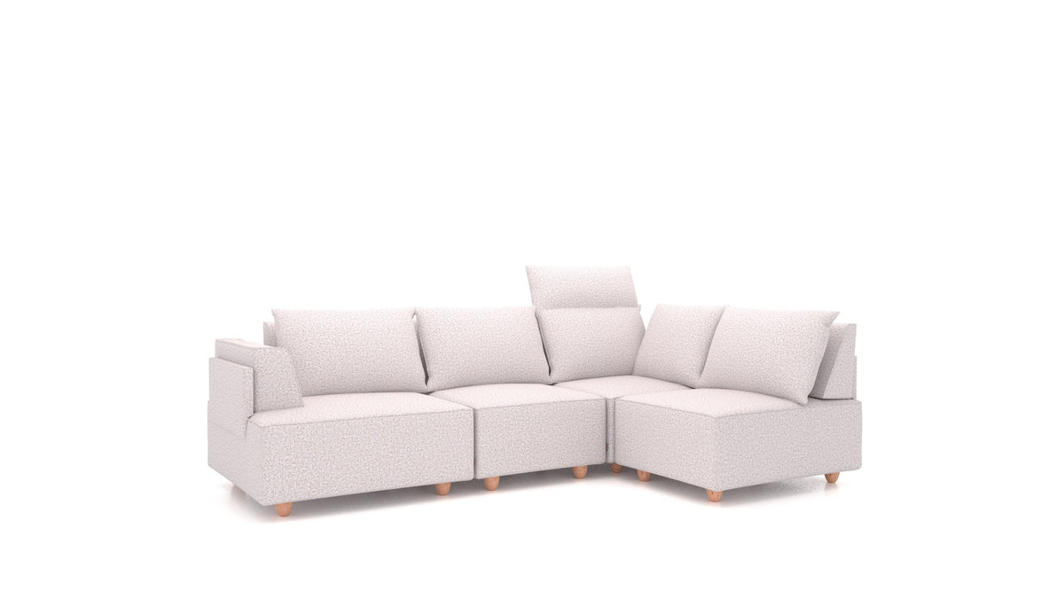 CasCais R, divano modulare FEYDOM in tessuto Hygge HG-09 Light Grey, gambe chiare