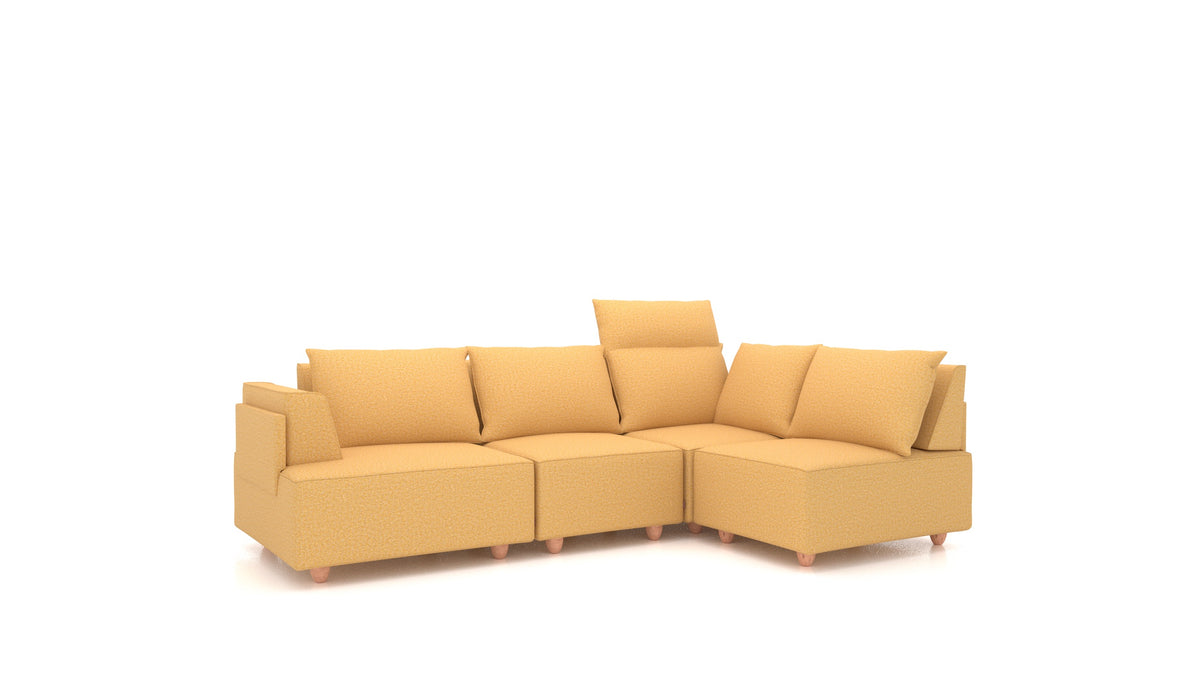 CasCais R, divano modulare FEYDOM in tessuto Hygge HG-53 Yellow, gambe chiare
