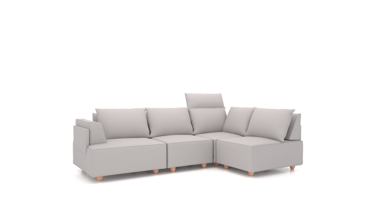 CasCais R, divano modulare FEYDOM in tessuto Heim HM-86 Light Grey, gambe chiare