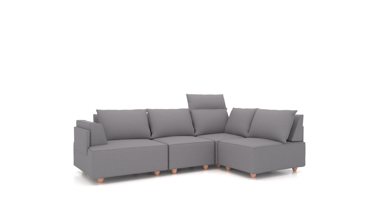 CasCais R, divano modulare FEYDOM in tessuto Heim HM-95 Medium Grey, gambe chiare