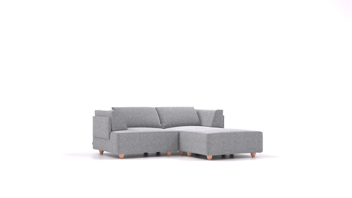 CasCais RA, divano modulare FEYDOM in tessuto Phoenix FE-92 Dark Grey, gambe chiare