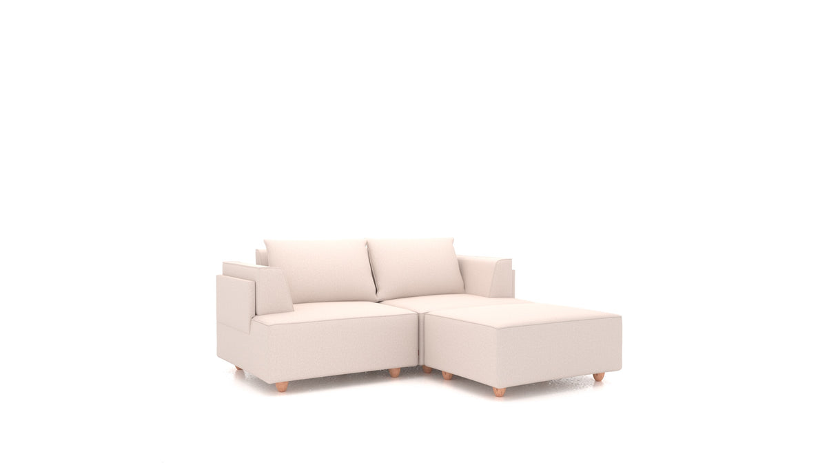CasCais RA, divano modulare FEYDOM in tessuto Hygge HG-04 Natur, gambe chiare