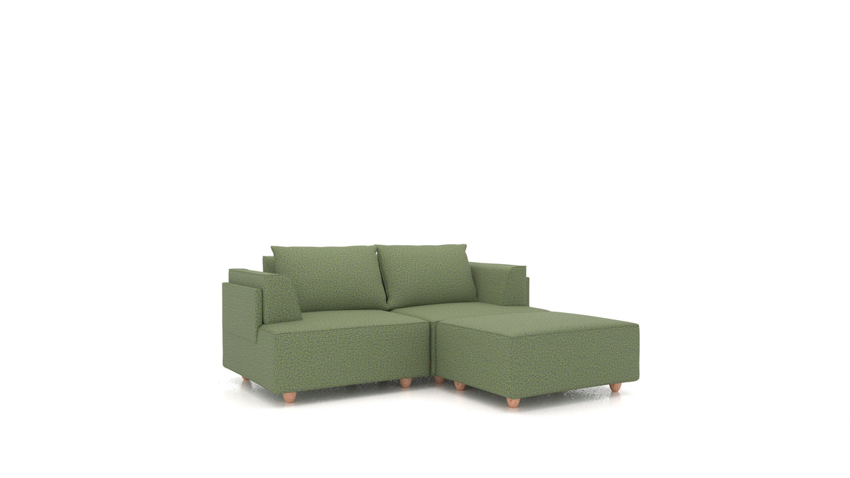 CasCais RA, divano modulare FEYDOM in tessuto Hygge HG-34 Olive Green, gambe chiare