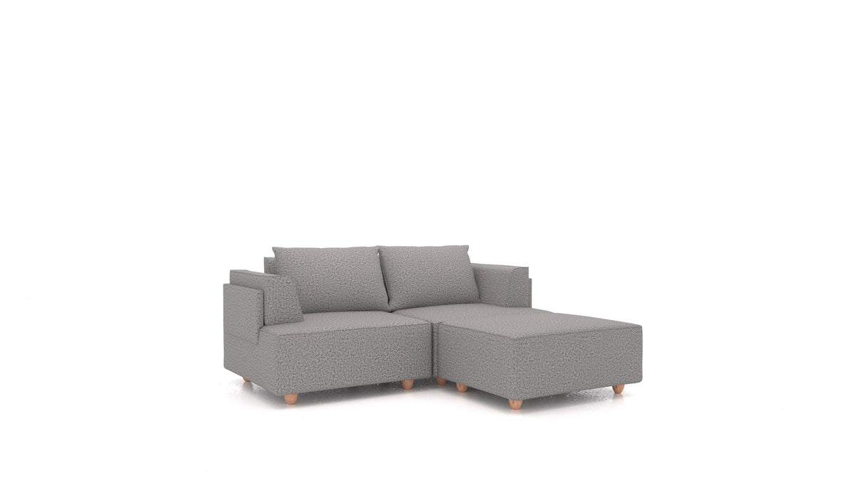 CasCais RA, divano modulare FEYDOM in tessuto Hygge HG-92 Medium Grey, gambe chiare