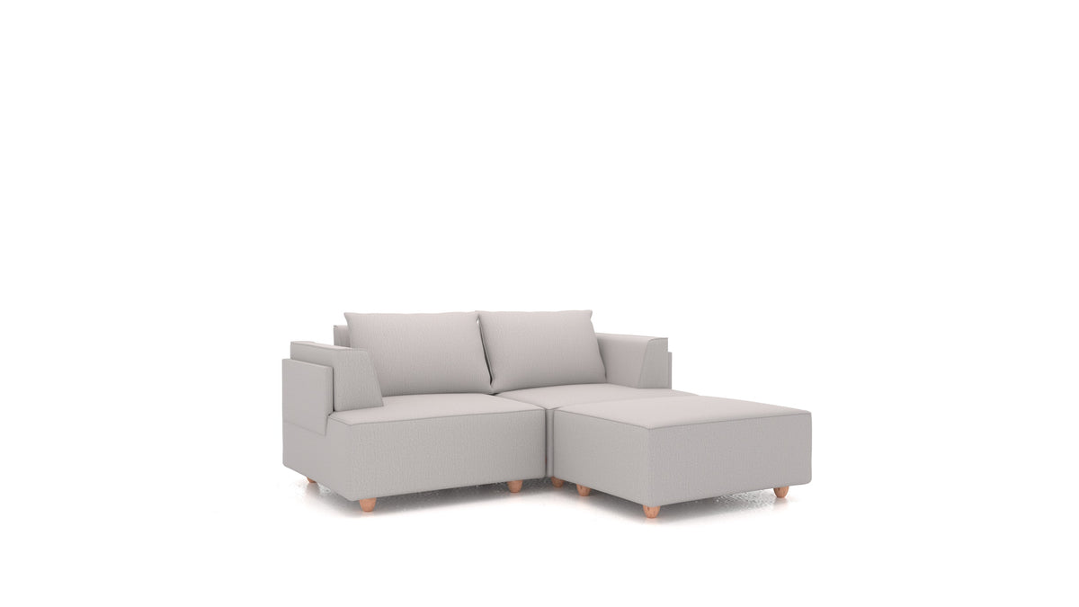 CasCais RA, divano modulare FEYDOM in tessuto Heim HM-86 Light Grey, gambe chiare