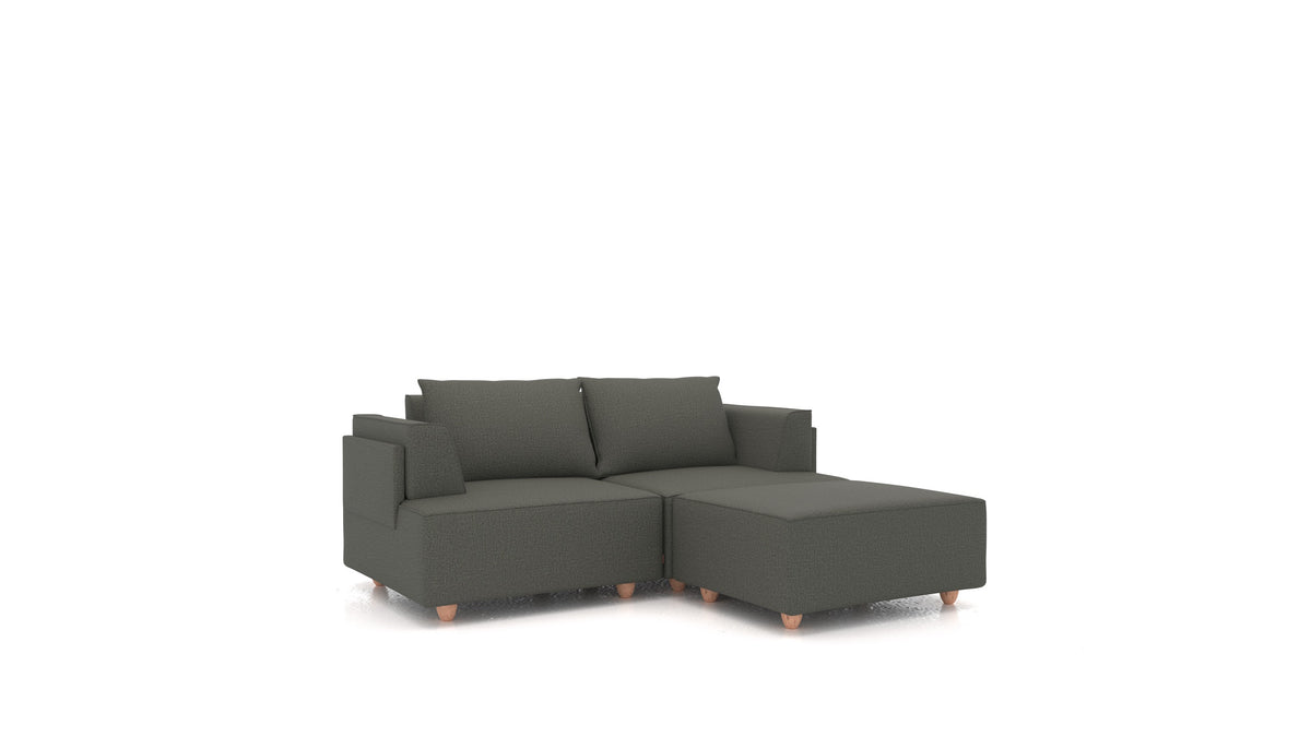 CasCais RA, divano modulare FEYDOM in tessuto Heim HM-98 Dark Grey, gambe chiare