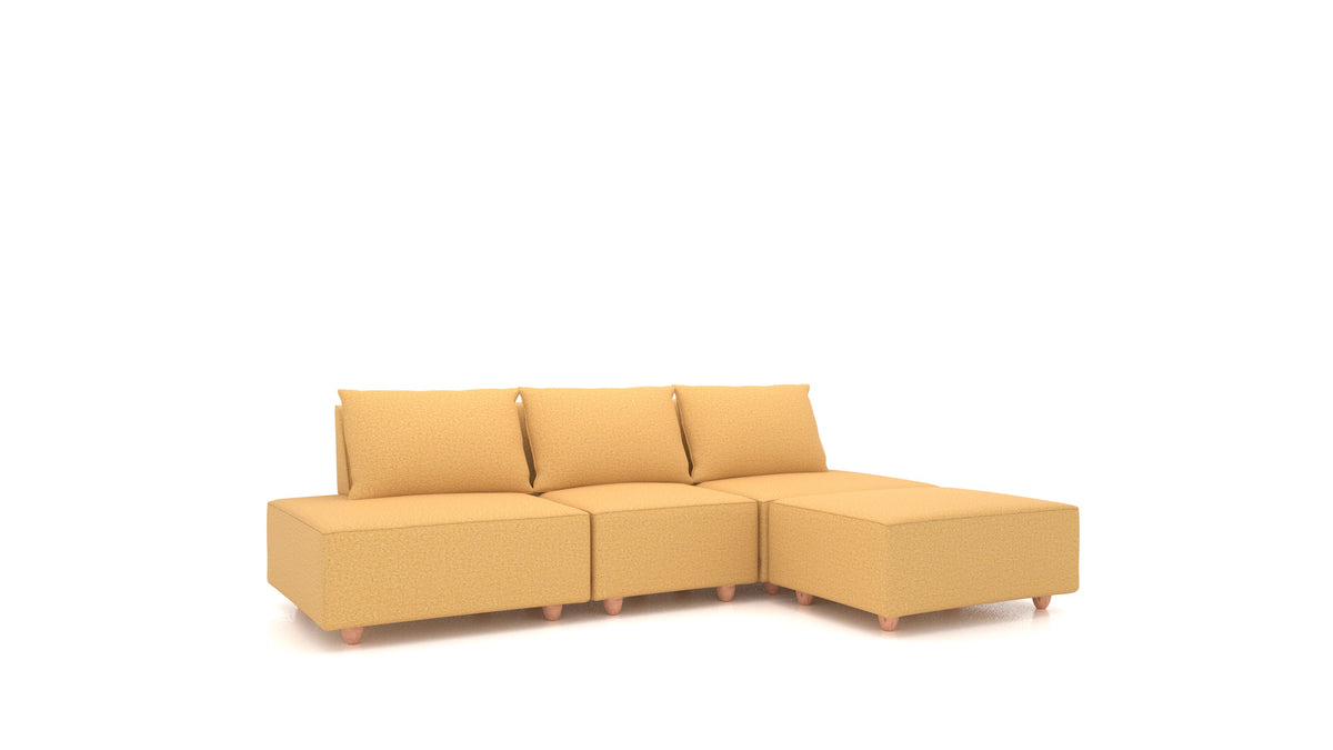 CasCais RS, divano modulare FEYDOM in tessuto Hygge HG-53 Yellow, gambe chiare
