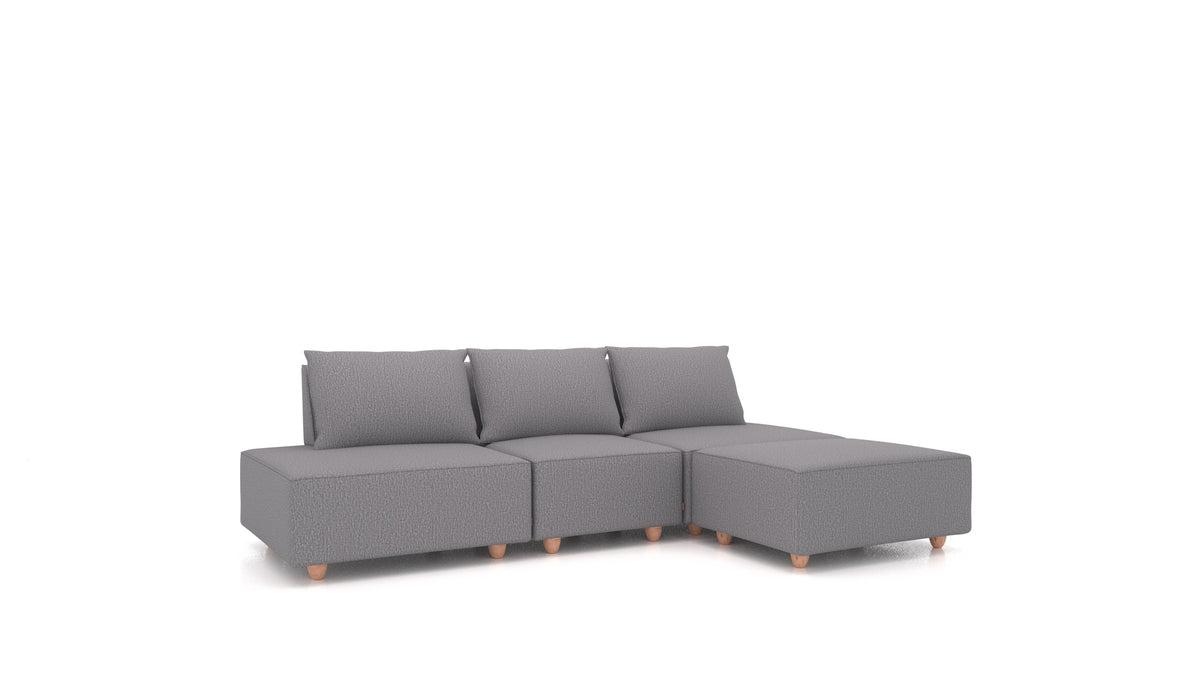 CasCais RS, divano modulare FEYDOM in tessuto Heim HM-95 Medium Grey, gambe chiare