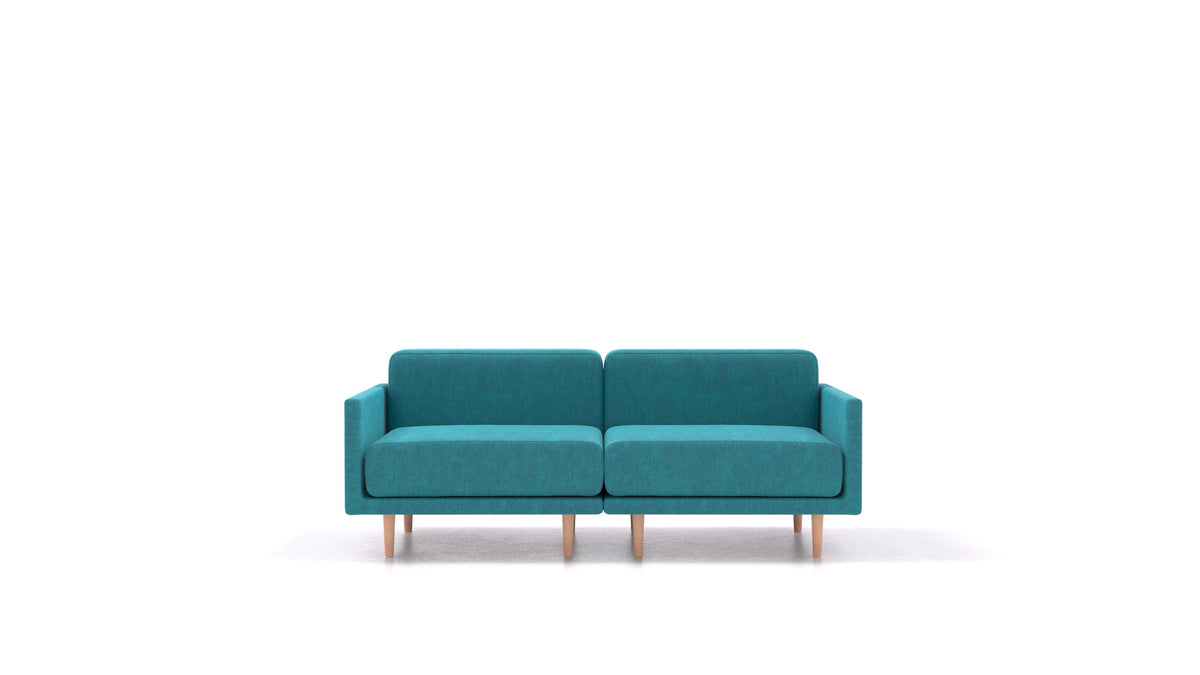Clooods 2M, divano modulare FEYDOM in tessuto Mollia FF-20 Turquoise, gambe chiare