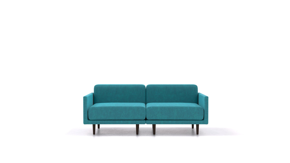 Clooods 2M, divano modulare FEYDOM in tessuto Mollia FF-20 Turquoise, gambe scure