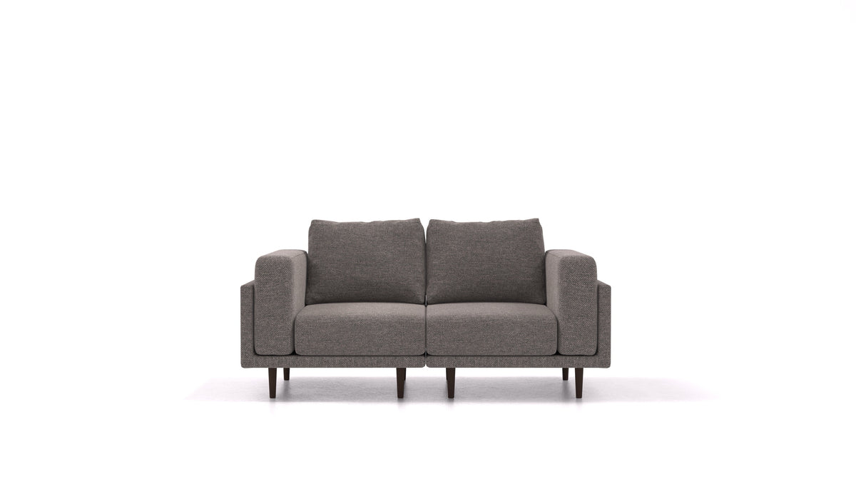 Clooods 2S, divano modulare FEYDOM in tessuto Alure DE-92 Middle Grey, gambe scure