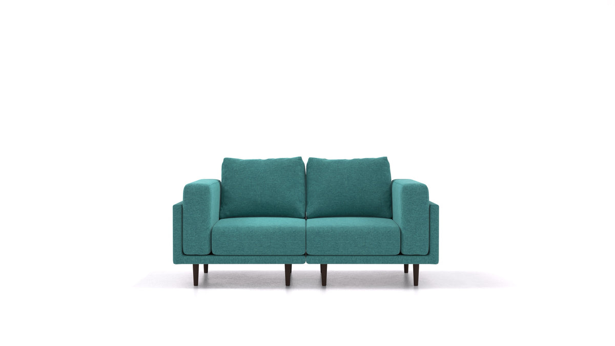Clooods 2S, divano modulare FEYDOM in tessuto Velare ET-16 Turquoise, gambe scure