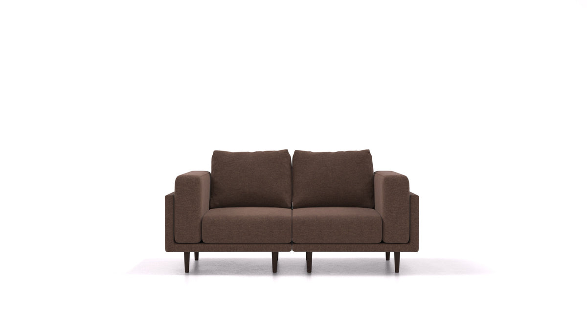 Clooods 2S, divano modulare FEYDOM in tessuto Velare ET-27 Chocolate, gambe scure
